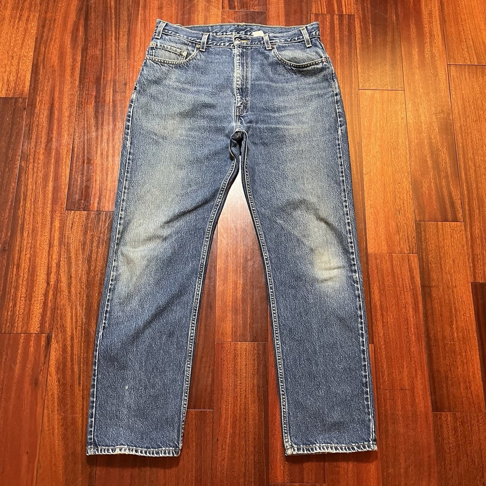 Vintage Levis Jeans Mens 35x32 Blue Light Wash Fade Straight Workwear Grunge Y2K